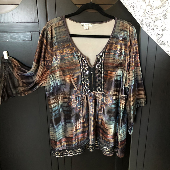 Unity Tops - United World Wear Womens 2X Velvet Peasant Top